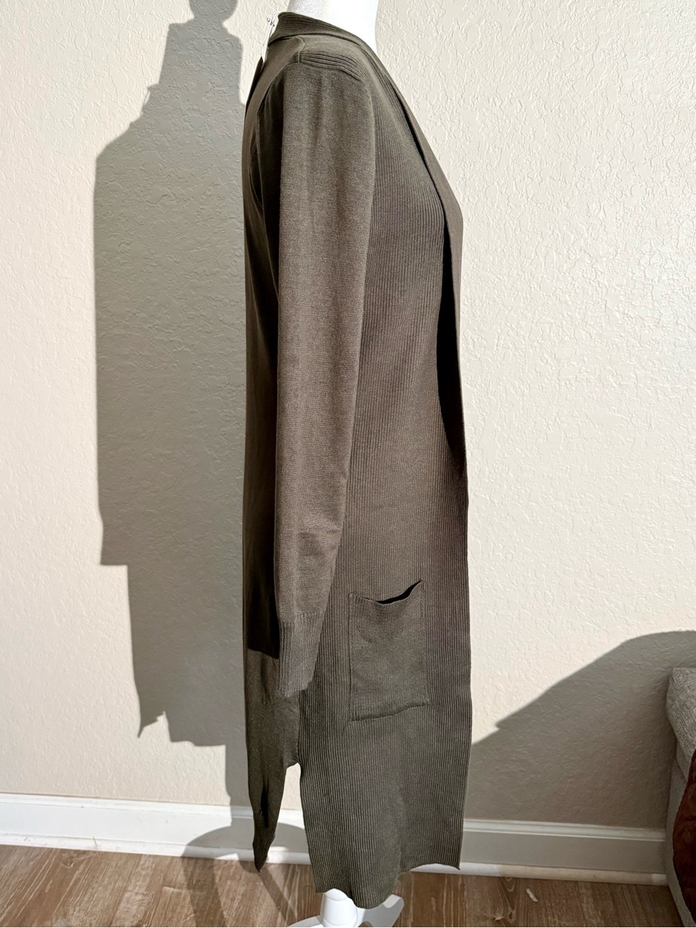 Miracle USA Dark Olive Green Longline Duster Cardigan NWT Medium - Picture 11 of 13